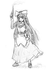  divine_(scfworks) female greyscale gun kokoro_(kokoro_toshokan) kokoro_toshokan monochrome photoshop_(medium) sketch solo weapon 