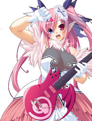  breasts chu_x_chu_idol chua_churam cross dress fangs female gloves guitar hair_ornament hair_ribbon happy heterochromia impossible_clothes impossible_shirt instrument large_breasts latin_cross long_hair ozawa_akifumi pointy_ears ribbon shirt solo twintails very_long_hair 