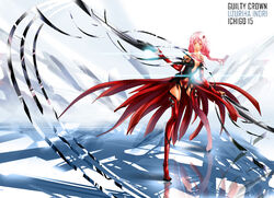  alternate_costume bad_aspect_ratio bare_shoulders breasts center_opening cleavage commentary_request detached_sleeves dual_wielding elbow_gloves female fingerless_gloves gloves guilty_crown hair_ornament hairclip holding long_hair looking_at_viewer navel photoshop_(medium) pink_hair red_eyes solo thighhighs time_(fiftean) twintails void_(guilty_crown) yuzuriha_inori 