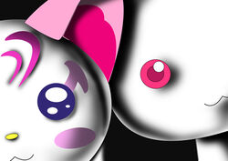  :3 black_background blue_eyes close-up commentary_request creature crossover hummy_(suite_precure) i_am_l kyuubee mahou_shoujo_madoka_magica mahou_shoujo_madoka_magica_(anime) mascot no_humans photoshop_(medium) pink_eyes precure suite_precure yappy_(yapis_company) 