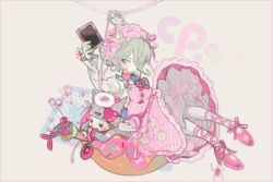  1boy bangs brown_hair buttons danganronpa dress duo female frills gloves green_eyes grey_hair hair_over_one_eye hat headdress hoshi_ryouma lolita_fashion maid necktie new_danganronpa_v3 shirt short_hair side_bangs tie toujou_kirumi 