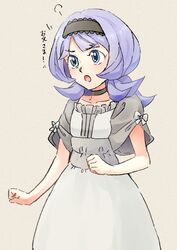  almiria_bauduin blue_eyes commentary_request dress female gundam gundam_tekketsu_no_orphans hairband long_hair purple_hair shigemitsu_jun solo translated 