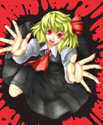  ascot blonde_hair commentary_request female hair_ribbon open_hands paint.net_(medium) red_eyes ribbon rumia solo toritora touhou 