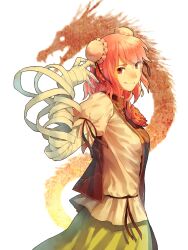  bad_id bad_pixiv_id bandages bun_cover double_bun false_arm false_limb female hair_bun highres ibaraki_kasen om_(carbohydratism) pink_hair short_hair smile solo tabard touhou 