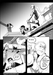  artemis_(dc) artemis_crock bayushi black_and_white comic dc dc_comics dick_grayson female male page_1 robin_(dc) robin_(dick_grayson) young_justice 