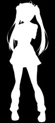  crossed_arms female greyscale highres joakim_waller long_hair monochrome official_art osana_najimi_(yandere_simulator) short_twintails silhouette solo twintails yandere_simulator 