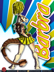  ankylosaurian ankylosaurid ankylosaurus anthro anthrosaurs barbra_(raphael) bottomwear breasts cheerleader clothing colorful_theme dinosaur extinct female hi_res miniskirt non-mammal_breasts ornithischian pom_poms predaguy prehistoric_species reptile scalie skirt solo spikes spots thyreophoran uniform 