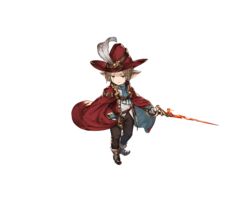  1boy blue_eyes boots brown_hair capelet crying feathers full_body gloves granblue_fantasy harvin hat male_focus minaba_hideo official_art pointy_ears solo sword transparent_background vermeil_(granblue_fantasy) weapon 