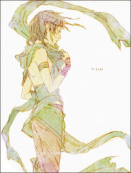  armband back bad_id bad_pixiv_id black_border border commentary_request copyright_request expressionless female from_side ha.skr_(hasukara) looking_away lowres oekaki pants profile shawl solo standing 