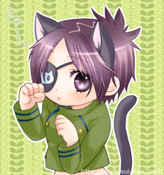  animal_ears cat_ears chrome_dokuro eyepatch feline female katekyo_hitman_reborn! purple_hair solo tail toriniku_(suikyou) 