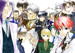  6+boys beard blonde_hair blue_eyes brown_hair card chrono_harlaown commentary_request erio_mondial everyone facial_hair formal genya_nakajima gil_graham green_hair grey_hair griffith_lowran holding holding_card jail_scaglietti jin_nai lyrical_nanoha mahou_shoujo_lyrical_nanoha_strikers male_focus military military_uniform multiple_boys necktie numbers_(nanoha) otto_(nanoha) purple_hair red_eyes regius_gaiz s2u staff strada tsab_ground_military_uniform tsab_naval_military_uniform uniform verossa_acous vice_granscenic yellow_eyes yuuno_scrya zafira zest_grangeitz 