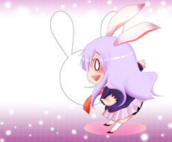  animal_ears bad_id bad_pixiv_id chibi female necktie purple_hair rabbit_ears red_necktie reisen_udongein_inaba solo touhou yagami_otoya 