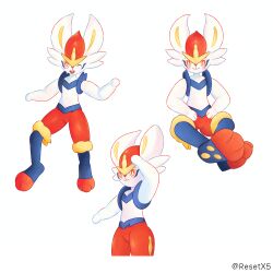  1:1 absurd_res animal_humanoid cinderace feet generation_8_pokemon group hair hi_res humanoid lagomorph lagomorph_humanoid leg_markings leporid leporid_humanoid male mammal mammal_humanoid markings nintendo pokemon pokemon_(species) rabbit rabbit_ears rabbit_humanoid resetx scut_tail short_tail tail trio white_body white_hair 