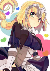  armor armored_dress blonde_hair braid capelet dress fate/apocrypha fate_(series) female gauntlets headpiece jeanne_d&#039;arc_(fate) jeanne_d&#039;arc_(ruler)_(fate) long_hair photoshop_(medium) senmen_kinuko single_braid solo thighhighs 