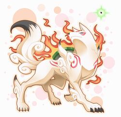  2016 amaterasu_(okami) canid canine canis capcom clover_studio deity duo female feral issun_(okami) mammal markings nell_two okami_(capcom) wolf 