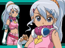  animated animated animated awa bakugan bakugan_battle_brawlers brown_skin dark_skin julie_hayward julie_makimoto lowres oekaki silver_hair 