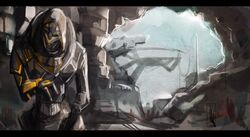  alien ambiguous_gender bioware cave detailed_background digital_media_(artwork) electronic_arts mass_effect mass_effect_andromeda novina_dexilicus omni-tool painting_(artwork) palavenmoons solo technology traditional_media_(artwork) turian watercolor_(artwork) wide_aspect_ratio 