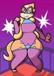  2019 anthro blue_clothing clothed clothed_anthro clothed_female clothing curvy_figure dogfluid facewear female female_anthro floatzel fur generation_4_pokemon huge_hips legwear mammal mask mustelid nintendo orange_body orange_fur orange_tail pokemon pokemon_(species) purple_clothing shelby_(simplifypm) shy solo sports_mask sportswear tail tan_body tan_fur tan_tail thick_thighs tidal_babe_(simplifypm) topwear voluptuous wide_hips wrestler wrestling_mask wrestling_outfit yellow_body yellow_fur 