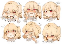  blonde_hair blush crying flandre_scarlet gotoh510 oerba_yun_fang pointed_ears ponytail red_eyes short_hair tears touhou vampire white 