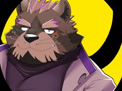  4:3 anthro brown_body brown_fur bust_portrait clothing coat eyebrows fur hi_res lab_coat lifewonders live_a_hero male mammal portrait procyonid raccoon smile solo thick_eyebrows topwear viscunam whiskers whitebeast20 