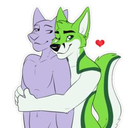  1:1 alpha_channel anthro black_body black_fur black_nose canid canine canis closed_eyes duo fidget_the_fox fox fur green_body green_eyes green_fur heart_symbol hug hugging_another hugging_from_behind kwik_(artist) male male/male mammal one_eye_closed outline red_heart simple_background smile smiling_at_viewer sticker telegram telegram_sticker white_body white_fur white_outline wink ych_(character) 