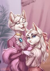  2020 absurd_res anthro blue_eyes clothed clothing daughter_(lore) digital_media_(artwork) disney domestic_cat duchess_(aristocats) duo eyebrows eyelashes felid feline felis female fur hair hi_res mammal marie_(aristocats) mother_(lore) mother_and_child_(lore) mother_and_daughter_(lore) nelly63 open_mouth parent_(lore) parent_and_child_(lore) parent_and_daughter_(lore) teeth the_aristocats tongue white_body white_fur white_hair 