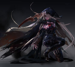  absurdres assassin belt belt_buckle blonde_hair blood blood_on_weapon boots braid breasts buckle chains cleavage cloak clock commentary_request dagger dungeon_and_fighter female fingerless_gloves floral_print flower gloves hair_over_one_eye high_heels highres holding holding_weapon hood hooded_cloak knife korean_commentary large_breasts leather leather_boots leather_pants long_hair pants photoshop_(medium) red_eyes rose rose_print shadow_dancer_(dungeon_and_fighter) shiny_clothes shiny_legwear solo spikes thief_(dungeon_and_fighter) thigh_boots thighhighs torn_clothes twin_braids very_long_hair weapon 