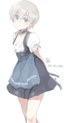  alternate_costume blue_eyes commentary_request dated dirndl dress female german_clothes grey_hair kantai_collection nakagomiyuki415 short_hair smile solo z1_leberecht_maass_(kancolle) z1_leberecht_maass_(oktoberfest_mode)_(kancolle) 