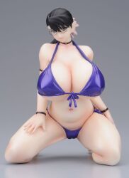  bikini bikini_top black_hair blue_eyes bracelet breasts cattleya choker cleavage curvy daiki daiki_kougyo erect_nipples female figure flower glasses hair_ornament head_tilt huge_breasts jewelry kneeling milf navel photo ponytail queen&#039;s_blade shadow short_hair side-tie_bikini smile solo statue swimsuit thighs 