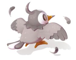  artist_name bird closed_mouth commentary_request feathers no_humans pokemon pokemon_(creature) pokemon_move smile solo standing starly transparent_background twarda8 watermark 