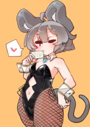  absurd_res ahoge animal_humanoid big_ears blush breasts card cleavage clothed clothing cutout female fishnet_clothing grey_hair hair heart_reaction heart_symbol heart_wink hi_res holding_card holding_object holding_single_card humanoid jewelry leotard mammal mammal_humanoid mouse_humanoid murid murid_humanoid murine murine_humanoid navel navel_cutout nazrin one_eye_closed pendant pictographics polygonal_speech_bubble red_eyes rodent rodent_humanoid sabitare short_hair small_breasts solo speech_bubble touhou wink 