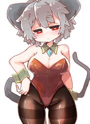  animal_humanoid big_breasts breasts cleavage clothed clothing female grey_hair hair hi_res humanoid legwear leotard mammal mammal_humanoid mouse_humanoid murid murid_humanoid murine murine_humanoid nazrin red_eyes rodent rodent_humanoid sabitare shirt_collar short_hair solo tights touhou 