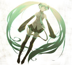  bad_id bad_pixiv_id detached_sleeves female green_eyes green_hair hatsune_miku long_hair necktie photoshop_(medium) skirt solo thighhighs tsujisaki_(coa3) twintails very_long_hair vocaloid 