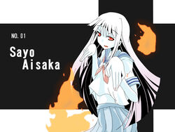  aisaka_sayo bad_id bad_pixiv_id bloody_moon female fire ghost mahou_sensei_negima! school_uniform solo 