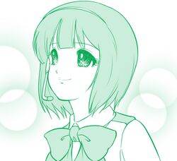  bad_id bad_pixiv_id bad_source female green_theme headset idolmaster idolmaster_(classic) idolmaster_1 microphone monochrome otonashi_kotori parody short_hair solo sparkle takano_hayato 