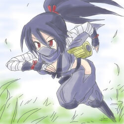  disgaea female karina kunoichi_(disgaea) lowres makai_senki_disgaea_2 makai_senki_disgaea_3 ninja pointy_ears red_eyes solo 