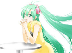  bad_id bad_pixiv_id female green_eyes green_hair hatsune_miku kiri_nada long_hair own_hands_clasped own_hands_together solo twintails very_long_hair vocaloid 