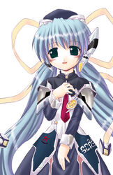  blue_hair female hoshino_yumemi mizuna_(water_emp-tei) planetarian ribbon smile solo yellow_ribbon 