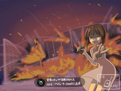  achievement_unlocked baakurou bad_id bad_pixiv_id bomb closed_eyes controller destruction explosion explosive female fire grand_theft_auto hagiwara_yukiho heads-up_display idolmaster idolmaster_(classic) idolmaster_1 out_of_character parody photoshop_(medium) push-button red_button remote_control smile solo terrorism translated v xbox_logo yandere 