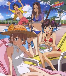  1boy 3girls absurdres artist_request bianchi bikini dr._shamal highres katekyo_hitman_reborn! miura_haru multiple_girls outdoors photoshop_(medium) sasagawa_kyouko swimsuit 