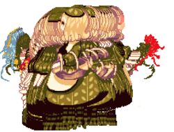  animated animated basket blonde_hair collet dress female flower full_body hat looping_animation lowres original pixel_art solo transparent_background unmoving_pattern waving 