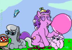  bubble_gum clothing dalmatian22 diamond_tiara_(mlp) discorded earth_pony equid equine eyewear female feral friendship_is_magic glasses group hasbro hat headgear headwear horse mammal my_little_pony pony propeller_hat reading screwball_(mlp) silver_spoon_(mlp) young young_feral 