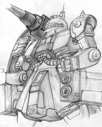  akahige_322-gou gundam gundam_msv mecha zaku zaku_cannon 