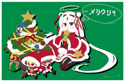  ahoge alternate_hairstyle artist_request black_hair black_legwear blonde_hair border box brown_hair capelet character_doll christmas christmas_tree double_bun female gift gift_box hair_bun hair_ribbon hair_tubes hat huge_ahoge kido_hyde linne_(under_night_in-birth) long_hair low_twintails merkava_(under_night_in-birth) neon_trim photoshop_(medium) purple_eyes red_eyes ribbon santa_costume santa_hat signature solo twintails under_night_in-birth vatista_(under_night_in-birth) very_long_hair white_hair 