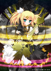  bad_id bad_pixiv_id blue_eyes blush bow female guitar hairbow instrument kagamine_rin kagamine_rin_(roshin_yuukai/hard_rkmix) photoshop_(medium) rokudou_itsuki roshin_yuukai_(vocaloid) solo twintails vocaloid 