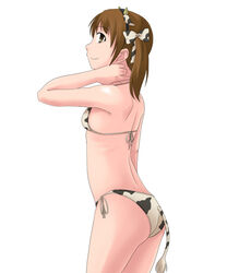  animal_print bikini cow_print cow_print_bikini female flat_chest fukuzawa_yumi maria-sama_ga_miteru print_bikini side-tie_bikini_bottom solo string_bikini swimsuit tail toshifumi 