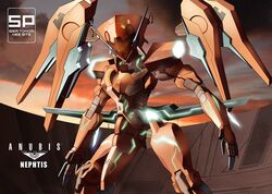  cloud commentary_request evening md5_mismatch mecha neon_trim nephtis no_humans orbital_frame_(zone_of_the_enders) robot shiba_tomori solo wings zone_of_the_enders 