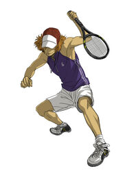  1boy bad_id bad_pixiv_id baseball_cap hat male_focus oekaki orange_hair racket sakatsuki school_uniform shoes shorts sneakers solo tennis tennis_no_ouji-sama tennis_racket white_shorts yuujirou_kai 