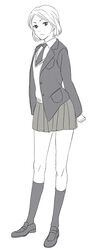  bad_id bad_pixiv_id blazer female greyscale jacket kneehighs monochrome necktie original sakatsuki school_uniform short_hair skirt socks solo 