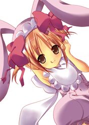  animal_ears armpits bad_id bad_pixiv_id bib bow brown_eyes brown_hair dear_baby female ouki rabbit_ears short_hair short_twintails shugo_chara! solo tongue twintails yuiki_yaya 